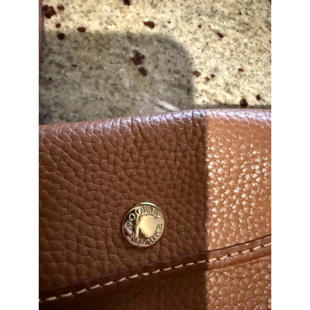 Dooney & Bourke Pebbled Leather Wristlet – Brown Snap Closure Red Lining - Picture 5 of 5